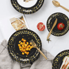202pcs Eco-Friendly Disposable Black and Gold Paper Plates Cutlery Napkins Cups Tablecloth Banner Supplies Bulk, Non-Plastic Dinnerware Decorations for Party Wedding Birthday Dinner Dessert (25 Guest) EasyOptionXY LLC