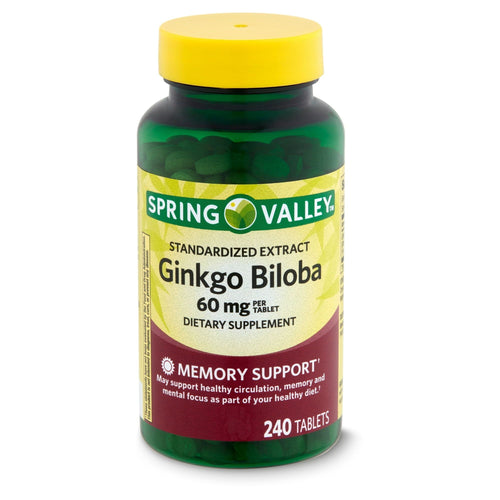 Spring Valley Standardized Extract Ginkgo Biloba Dietary Supplement; 60 mg; 240 Count EasyOptionXY LLC