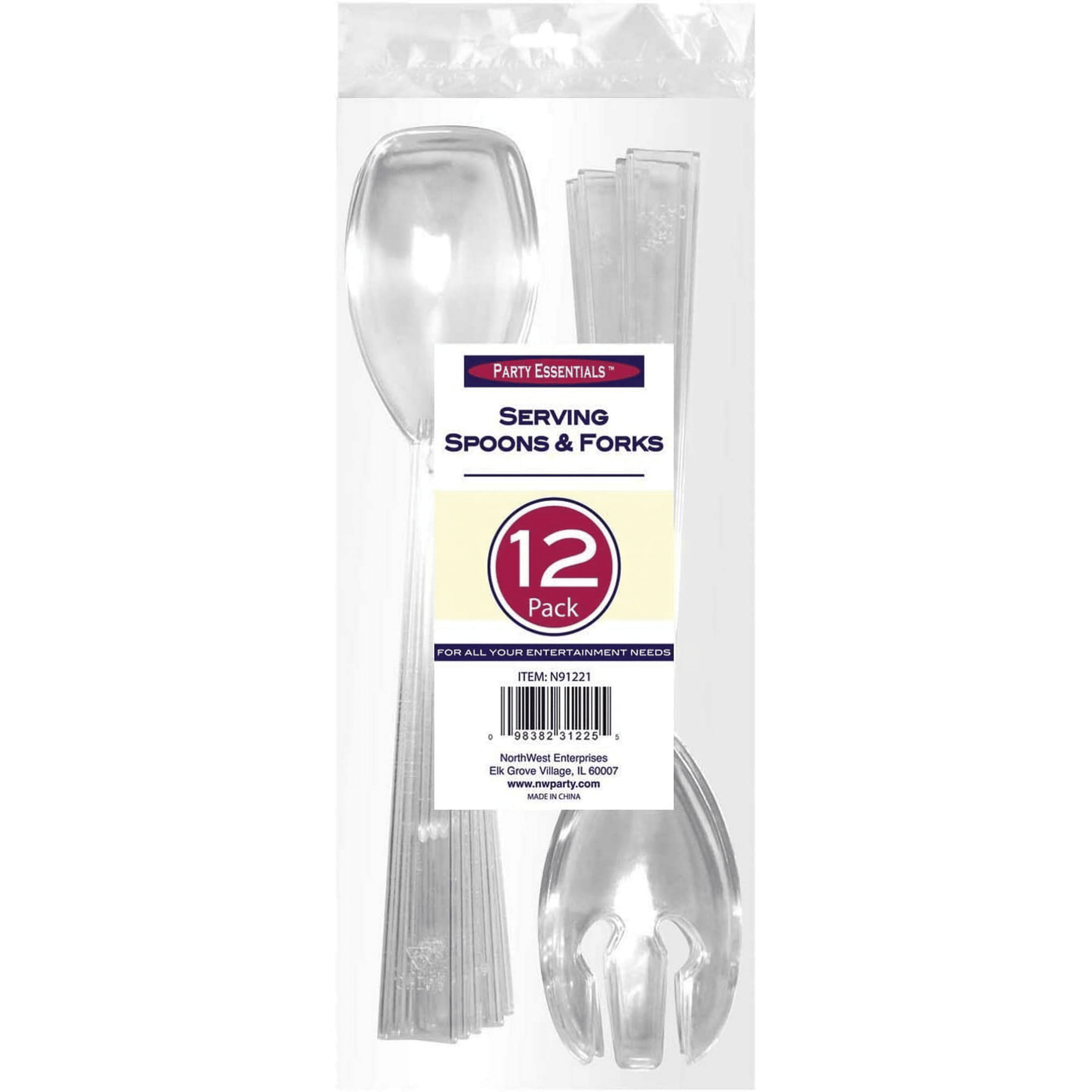 1 - Party Essentials 9.5" Serving Fork & Spoon Sets - Clear 12 Ct. EasyOptionXY LLC