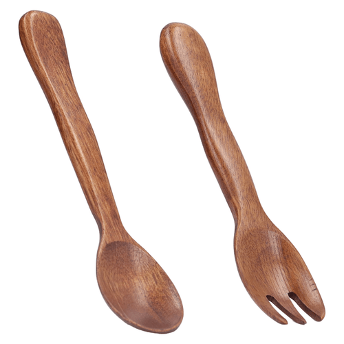 Brrnoo 2 Pcs Wooden Spoon Fork Set Reusable Salad Servers Reusable Kitchen Flatware For Home Travel,Wooden Spoon Fork Set EasyOptionXY LLC