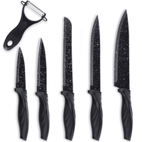 Mirdinner Knife Set of 6, Stainless Steel Kitchen Knives Set, with Non Stick Blades, Sharp Black Kitchen Knife Sets Dishwasher Safe, Chef Knife Set Includes Peeler EasyOptionXY LLC
