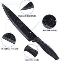 Mirdinner Knife Set of 6, Stainless Steel Kitchen Knives Set, with Non Stick Blades, Sharp Black Kitchen Knife Sets Dishwasher Safe, Chef Knife Set Includes Peeler EasyOptionXY LLC