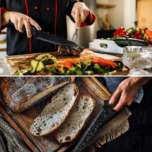 Mirdinner Knife Set of 6, Stainless Steel Kitchen Knives Set, with Non Stick Blades, Sharp Black Kitchen Knife Sets Dishwasher Safe, Chef Knife Set Includes Peeler EasyOptionXY LLC