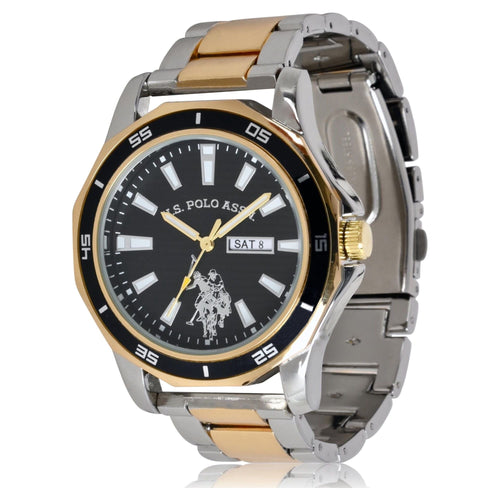 U.S. Polo Assn. Adult Male Classic Watch in Gold and Silver-Tone with Black Dial (USC80474WM) EasyOptionXY LLC