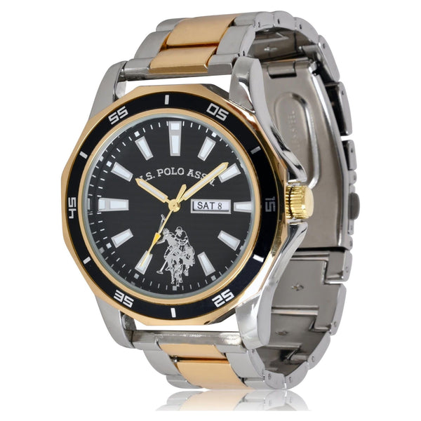 U.S. Polo Assn. Adult Male Classic Watch in Gold and Silver-Tone with Black Dial (USC80474WM) EasyOptionXY LLC