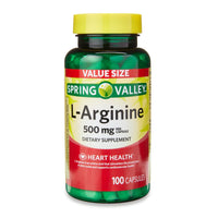 Spring Valley L-Arginine Amino Acid Heart Health Supplement Capsules; 500 mg; 100 Count EasyOptionXY LLC