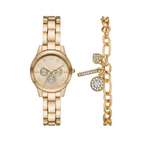 Time and Tru Women's Gold Tone Watch and Charm Bracelet Set (FMDXTT038) EasyOptionXY LLC