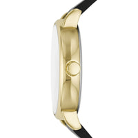 George Men's Watch: Gold Tone Case, Champagne Sunray Dial, Black Vegan Leather Band (FMDOGE047) EasyOptionXY LLC