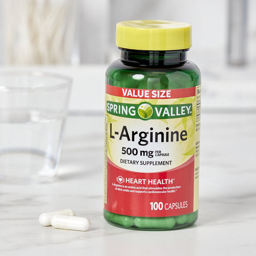Spring Valley L-Arginine Amino Acid Heart Health Supplement Capsules; 500 mg; 100 Count EasyOptionXY LLC