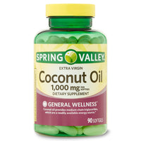 Spring Valley Extra Virgin Coconut Oil Dietary Supplement Softgel; 1; 000 mg; 90 Count EasyOptionXY LLC