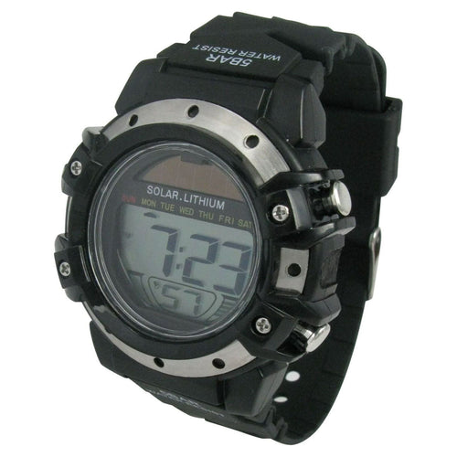 George Mens Solar Digital Wristwatch Plastic Strap EasyOptionXY LLC