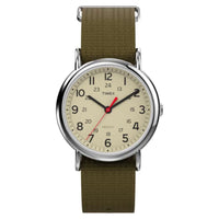 Timex Unisex Weekender Olive/Cream 38mm Casual Watch, Fabric Slip-Thru Strap EasyOptionXY LLC