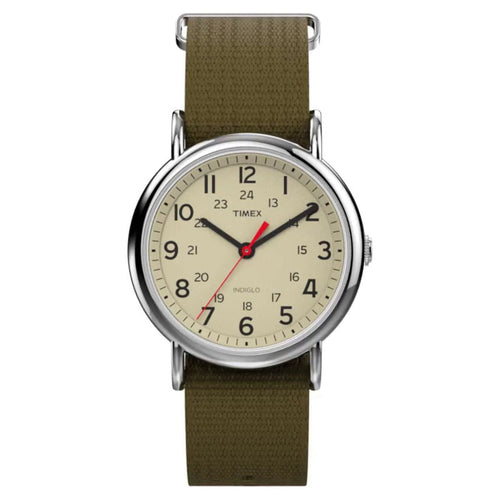 Timex Unisex Weekender Olive/Cream 38mm Casual Watch, Fabric Slip-Thru Strap EasyOptionXY LLC