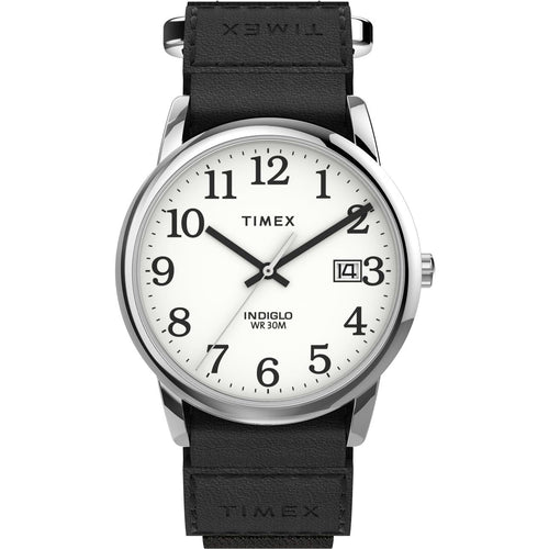 Timex Men's Easy Reader 35mm Watch ¨C Silver-Tone Case White Dial with Black FastWrap Strap EasyOptionXY LLC