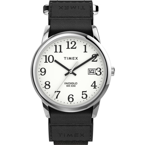 Timex Men's Easy Reader 35mm Watch ¨C Silver-Tone Case White Dial with Black FastWrap Strap EasyOptionXY LLC