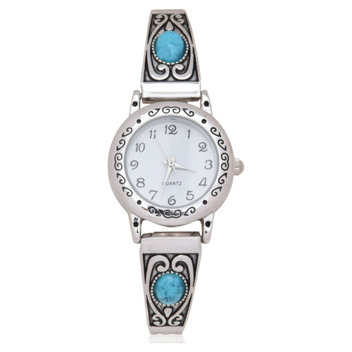 Time and Tru Adult Analog Watch in a Silvertone Round Case with Turquoise Band (WML2003WM1) EasyOptionXY LLC