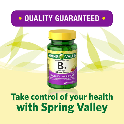 Spring Valley Vitamin B12 Microlozenges; Vitamin Supplement; 500 mcg; 200 Count EasyOptionXY LLC