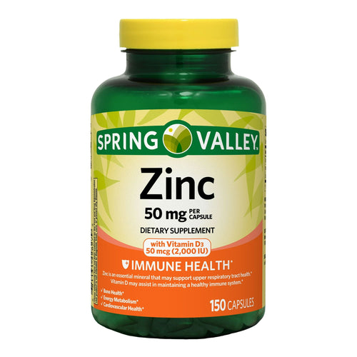 Spring Valley Zinc with Vitamin D Capsules Dietary Supplement; 50 mg; 150 Count EasyOptionXY LLC