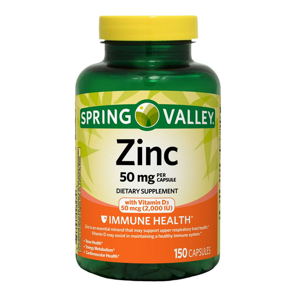 Spring Valley Zinc with Vitamin D Capsules Dietary Supplement; 50 mg; 150 Count EasyOptionXY LLC