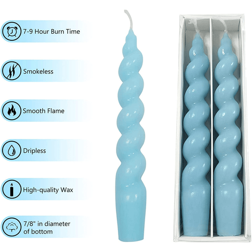 FCMSHAMD Spiral Taper Dinner Candles Conical Stick Candles H 18.5 cm for Holiday Wedding Party (Blue ) EasyOptionXY LLC