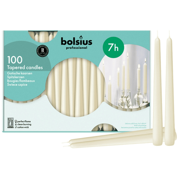 Bolsius Ivory Taper Candles 10 inch Long -100 Pack Candles for Christmas, Wedding, Dinner EasyOptionXY LLC