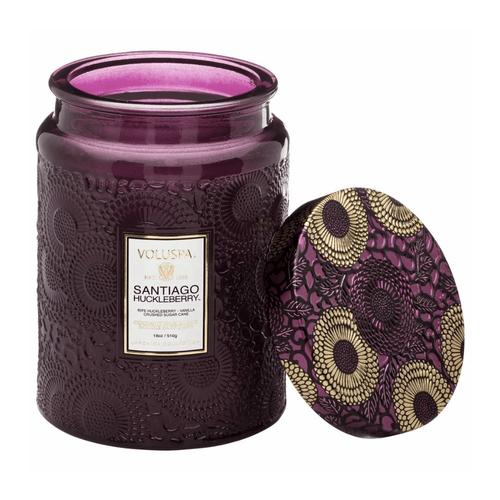 Voluspa Santiago Huckleberry Large Embossed Glass Jar Candle (18 Ounces) EasyOptionXY LLC