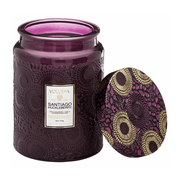 Voluspa Santiago Huckleberry Large Embossed Glass Jar Candle (18 Ounces) EasyOptionXY LLC