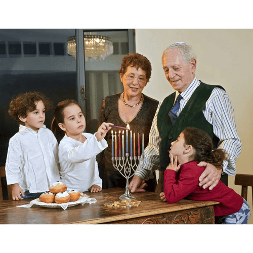 Traditional Classic Geometric H anukkah Menorah 9" Silver Plated C hanukah Candle Minorah Fits Standard Hanukah Candles by Zion J udaica EasyOptionXY LLC