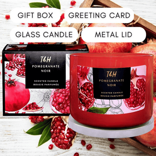 Pomegranate Noir 3 Wick Candle | Natural Soy Wax Candle for Home, 15.8 Oz Large Aromatherapy Candle for Relaxation, Scented Candle for Women and Men, Luxury Candle Gift for Him and Her EasyOptionXY LLC