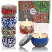 Scented Candles Soy Wax 6-Pack Gift Package Vanilla Lavender Rose Orange Lemon Amber Musk Natural for Stress Relief Aromatherapy Candle Sets Gifts for Women Men Lasting 120hours 2.5oz per tin EasyOptionXY LLC