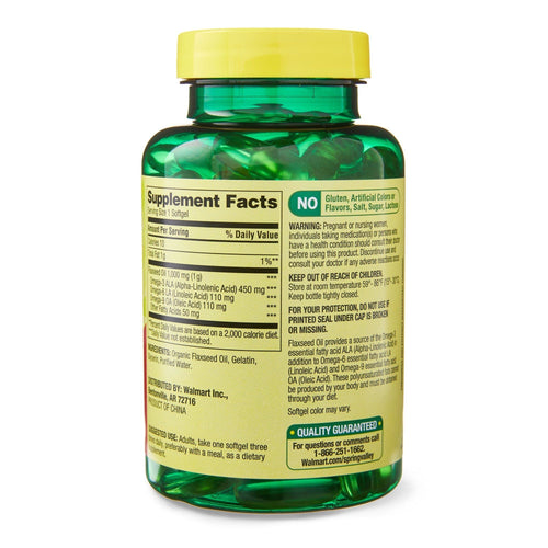 Spring Valley Flaxseed Oil Softgels Dietary Supplement; 1; 000 mg; 100 Count EasyOptionXY LLC
