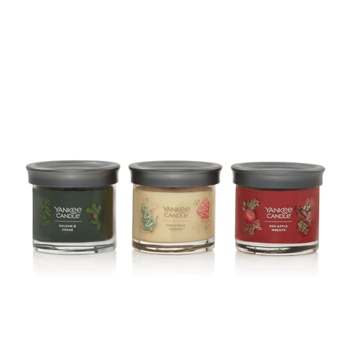 Yankee Candle Gift Set 3 Signature Small Tumbler Set - Balsam & Cedar, Christmas Cookie, Red Apple Wreath EasyOptionXY LLC
