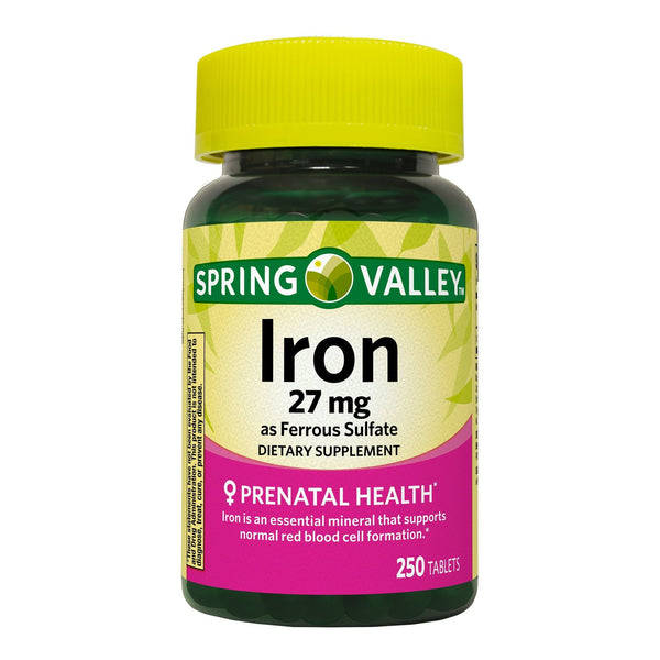 Spring Valley Iron as Ferrous Sulfate Tablets Dietary Supplement; 27 mg; 250 Count EasyOptionXY LLC