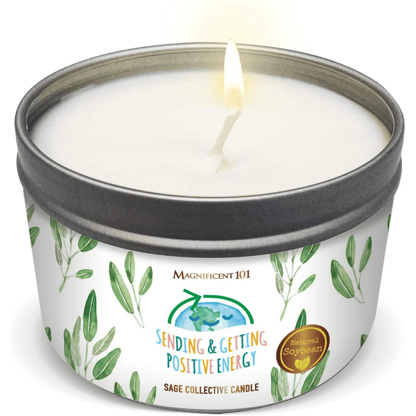 Magnificent 101 Long Lasting Sage Scented Collective Smudge Candle | 6 Oz - 35 Hour Burn | Candle for House Energy Cleansing & Manifestation | Sending & Getting Positive Energy EasyOptionXY LLC