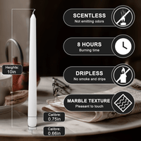 OSHINE 12 Pack Ivory Taper Candles - 10 Inch White Dripless Candles Sets , Unscented & Smokeless Candles ,8 Hours Long Burning for Wedding,Dinner,Party, and Home Decor Candlesticks EasyOptionXY LLC