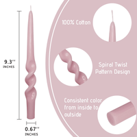 FCMSHAMD 10 inch Spiral Taper Candle Sticks Unscented Pink Pack of 2 EasyOptionXY LLC