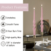 FCMSHAMD 10 inch Spiral Taper Candle Sticks Unscented Pink Pack of 2 EasyOptionXY LLC