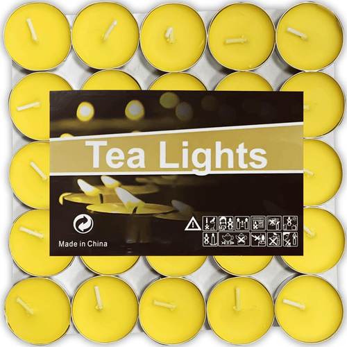 Tea Lights Candles, 50 Pack Smokeless Candles,Small Candles, Dripless & Long Lasting Mini Tealight Candles for Mood, Dinners, Parities, Home, Decoration, Wedding, Crafts(Yellow) EasyOptionXY LLC
