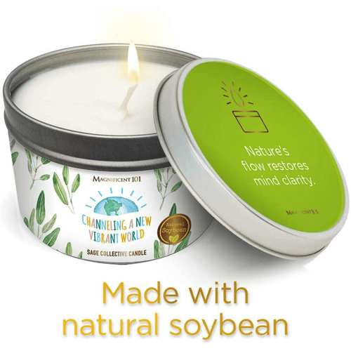 Magnificent 101 Pure White Sage Collective Aromatherapy Candle | 6 Oz - 35-Hour Burn | Made of 100% Soy Wax & Herbs | Ideal for Meditation, House Energy Cleansing & Manifestation EasyOptionXY LLC