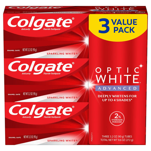 Colgate Optic White Advanced Toothpaste; Sparkling White; 3.2 oz; 3 Pack EasyOptionXY LLC