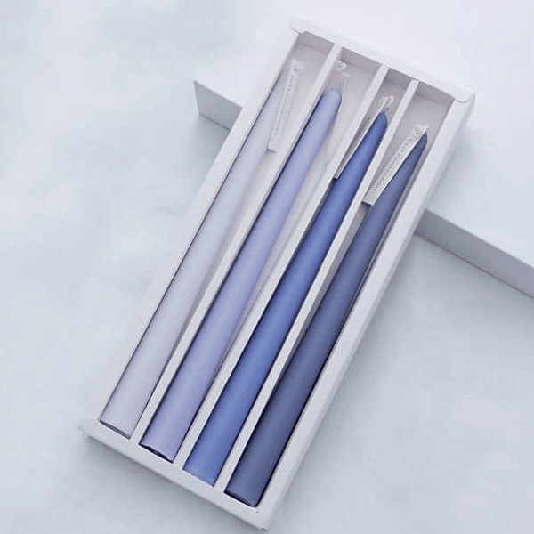 Taper Candles 10'' Colored Candle Sticks Set of 4 | Sea Salt Vanilla Scented, Natural Soy Wax, Smokeless & Dripless | Home Decor Kitchen Decor Wedding Decorations (Blue Shades) EasyOptionXY LLC