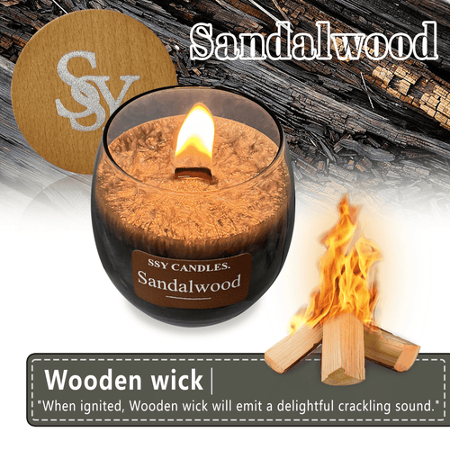 Sandalwood Scented Candles for Home-Jar candles 7.9 oz - Wooden Wick Candle-Candles Gift for Women -Aromatherapy candles EasyOptionXY LLC