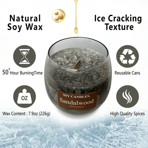 Sandalwood Scented Candles for Home-Jar candles 7.9 oz - Wooden Wick Candle-Candles Gift for Women -Aromatherapy candles EasyOptionXY LLC