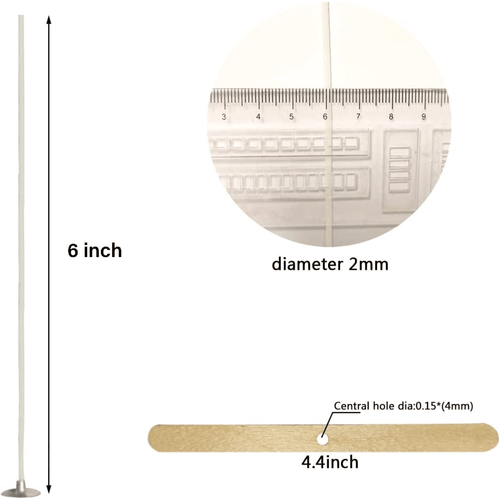 Harnico 100 Pcs Cotton Candle Wicks for Candle Making 6/4 inch Wicks Smokeless Candle Wick with Metal Base Clip with Wicks Stickers for Scented Candle Butter Candles Soy Candles EasyOptionXY LLC