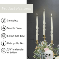 FCMSHAMD 9.5'' White Taper Candles-Smokeless Unscented(2 Pack) EasyOptionXY LLC