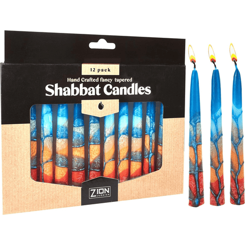 Zion J udaica Artistic S habbat Candles 5.5 Inch Tall Hand Crafted 12 Pack for Weddings, Anniversary, Holidays, Celebration, Home D¨¦cor Mother Day Gift Valentines Candle Burns 2.5 Hours Dusk Reflection EasyOptionXY LLC