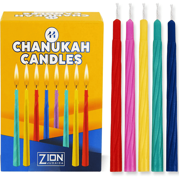 H anukkah Candles for Menorah Box of 44 Assorted Colorful Candles With Prayer Card - Spiral Style Quality Paraffin Wax - Fits Most Menorahs -Enough for all 8 Nights C hanukah Candle Set By Zion J udaica