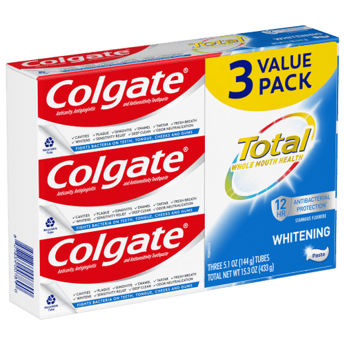 Colgate Total Whitening Toothpaste; Mint; 3 Pack; 5.1 oz Tubes EasyOptionXY LLC