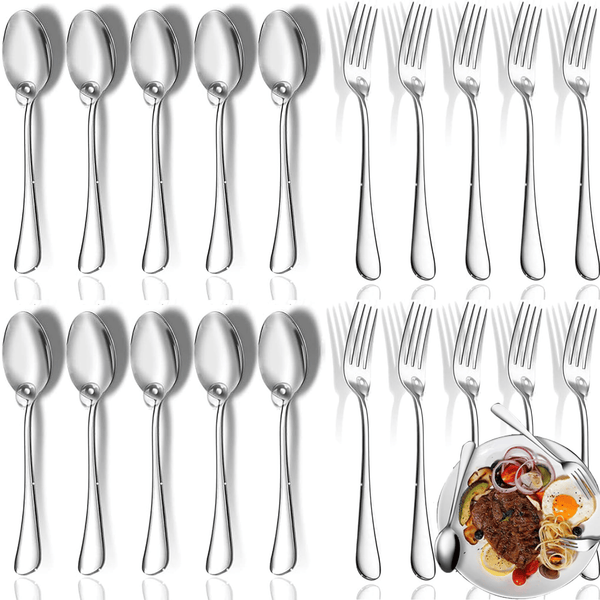 Babyltrl 20 Pcs Stainless Steel Dinner Spoons and Forks Flatware Sets,Food-Grade Soup Spoons & Salad Fork for Home Kitchen Restaurant EasyOptionXY LLC