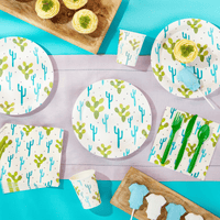 144-Pieces of Cactus Party Supplies with Succulent Plates, Napkins, Cups and Cutlery for Fiesta Party Celebration, Birthday, Taco Baby Shower Decorations (Serves 24) EasyOptionXY LLC